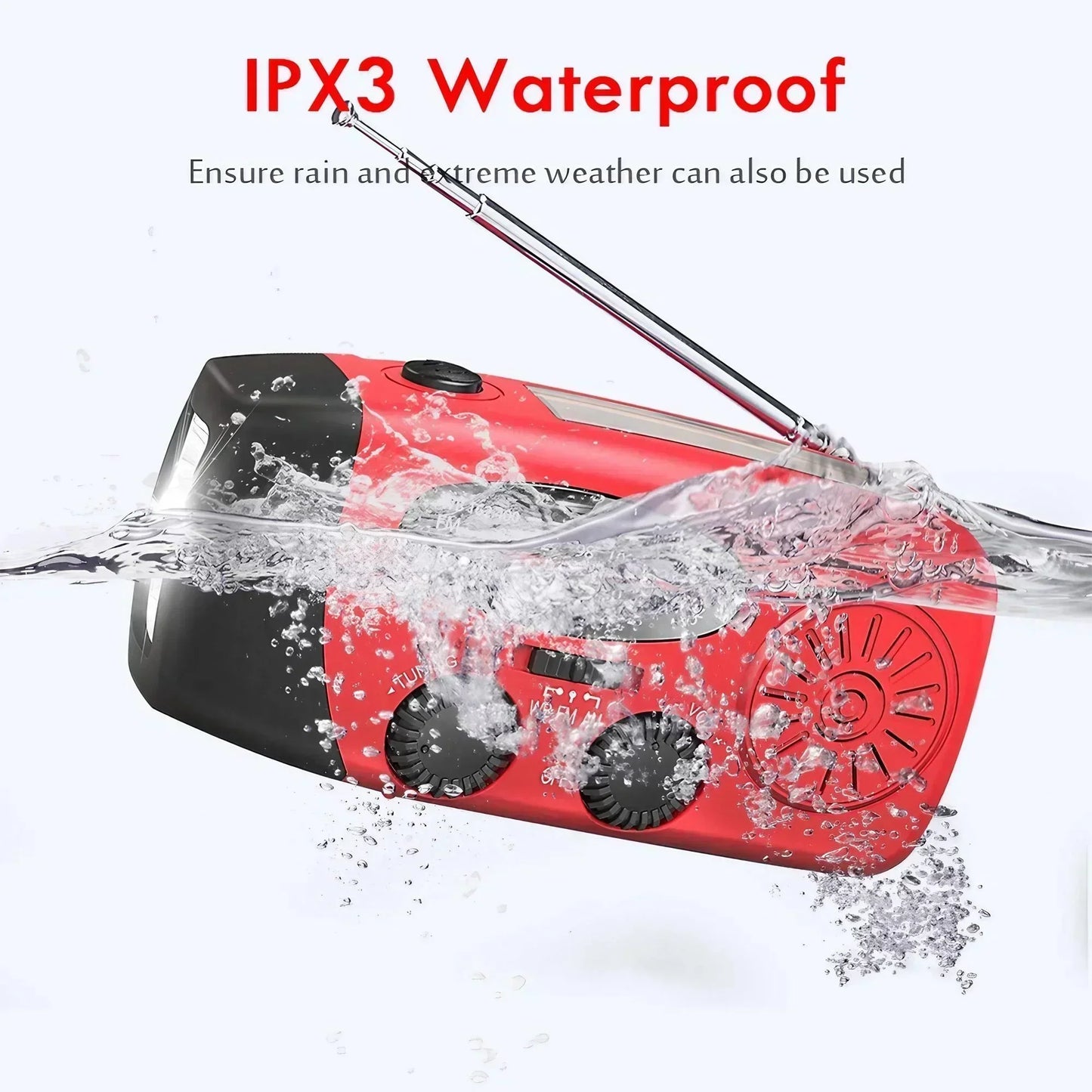 Emergency Crank Radio – AM/FM/NOAA with Flashlight & Power Bank