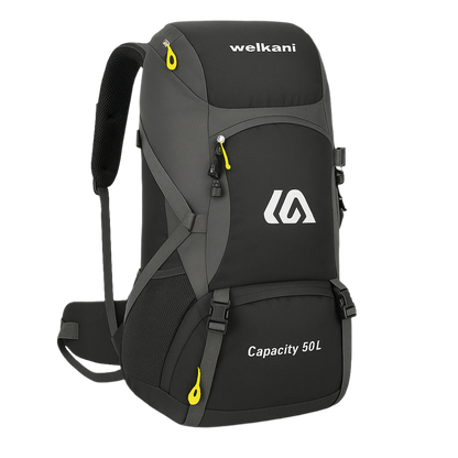 Black Welkani 50L Waterproof Hiking Backpack with tactical design