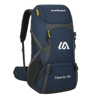 Welkani 50L Hiking Backpack in deep navy blue – waterproof outdoor pack