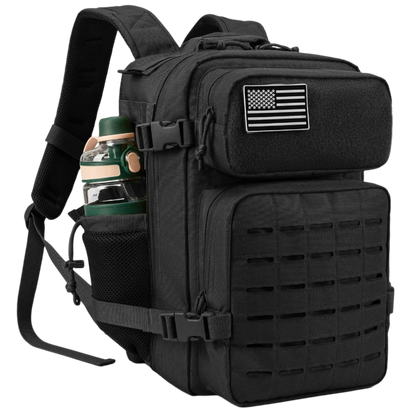 25L Black WardenLite™ Tactical Backpack – with Molle system and dual cup holders