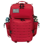45L Red WardenLite™ Tactical Backpack – bold gym bag with tactical gear layout and dual holders