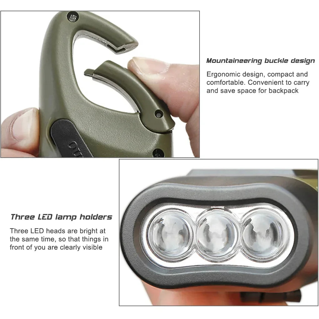 Hand-cranked flashlight charging demo – portable off-grid lighting