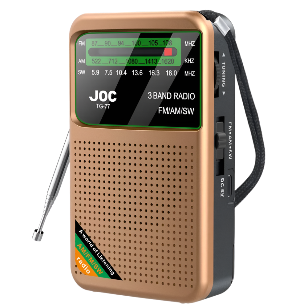 Lightweight radio with USB-C port – top angle
