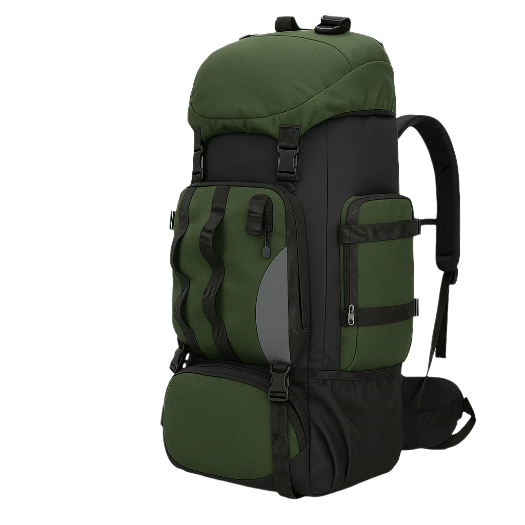 Vanguard 90L tactical backpack – waterproof green MOLLE side view