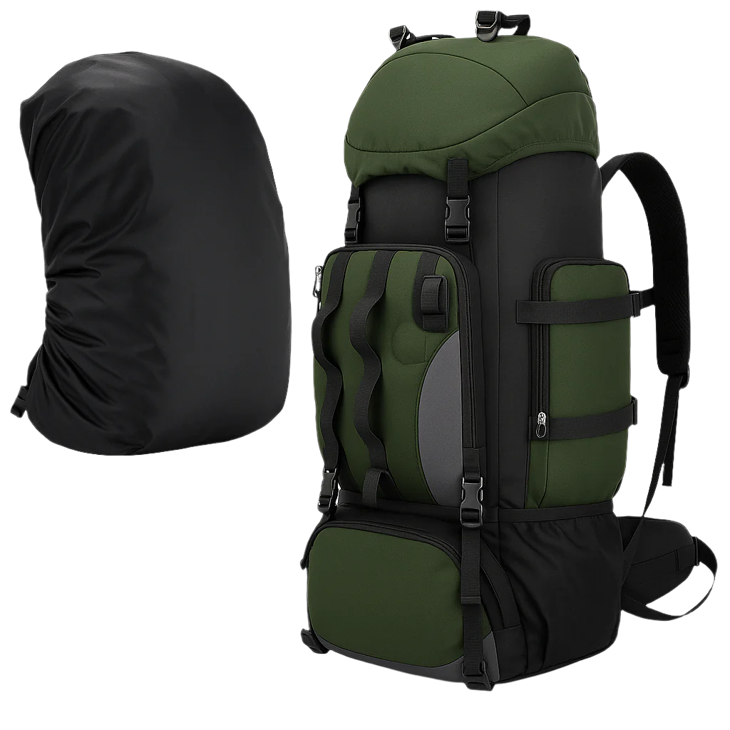 Vanguard 90L MOLLE survival rucksack – green tactical straps and chest clip