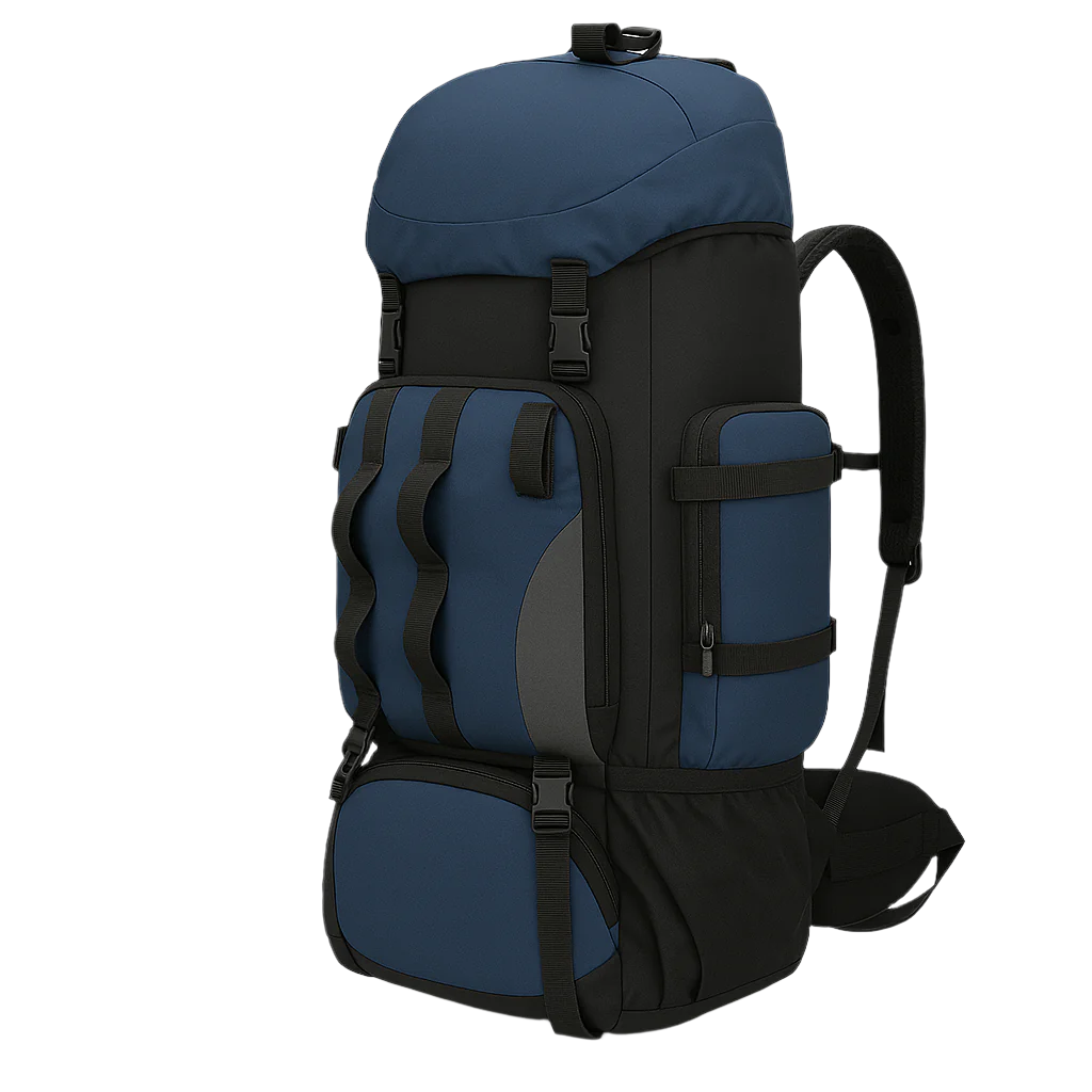 Vanguard 90L hiking backpack – midnight black with front zip compartments