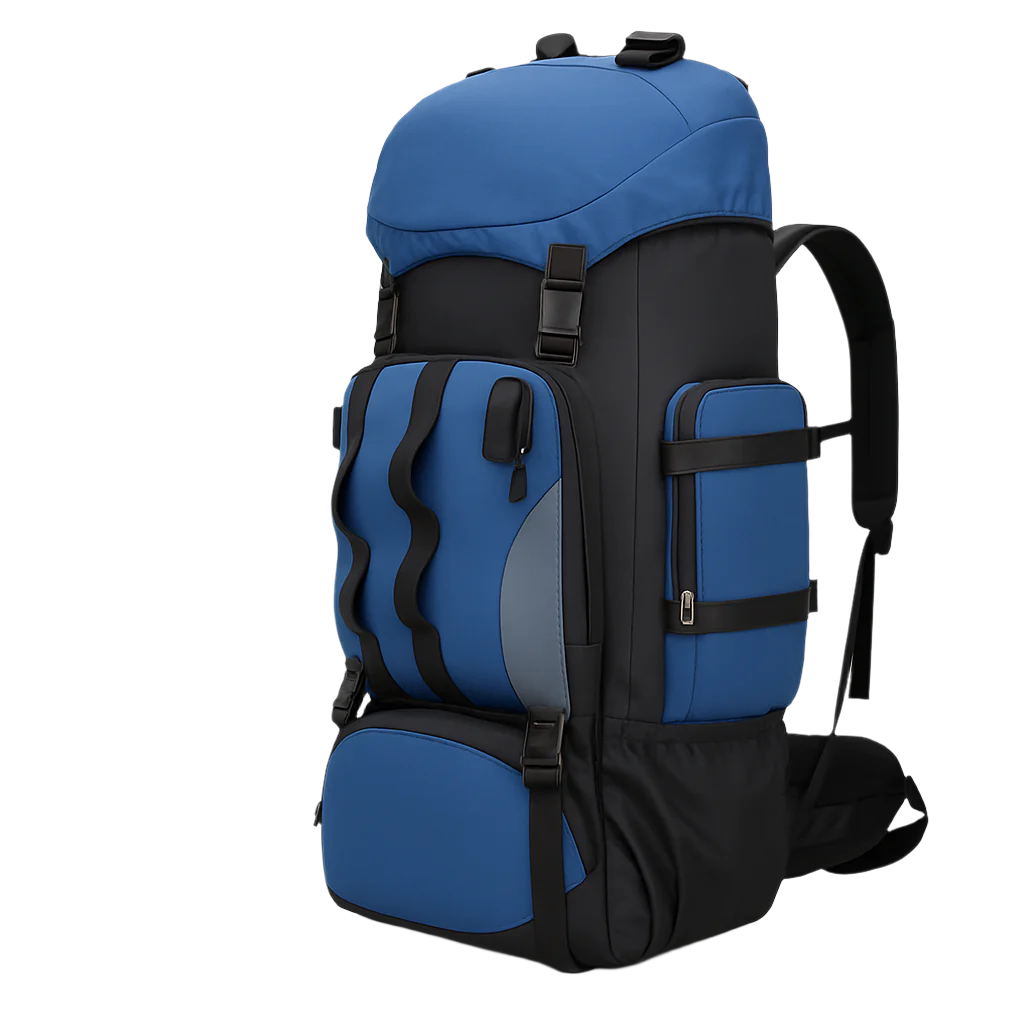Vanguard 90L tactical backpack – blue zipper top-opened main section